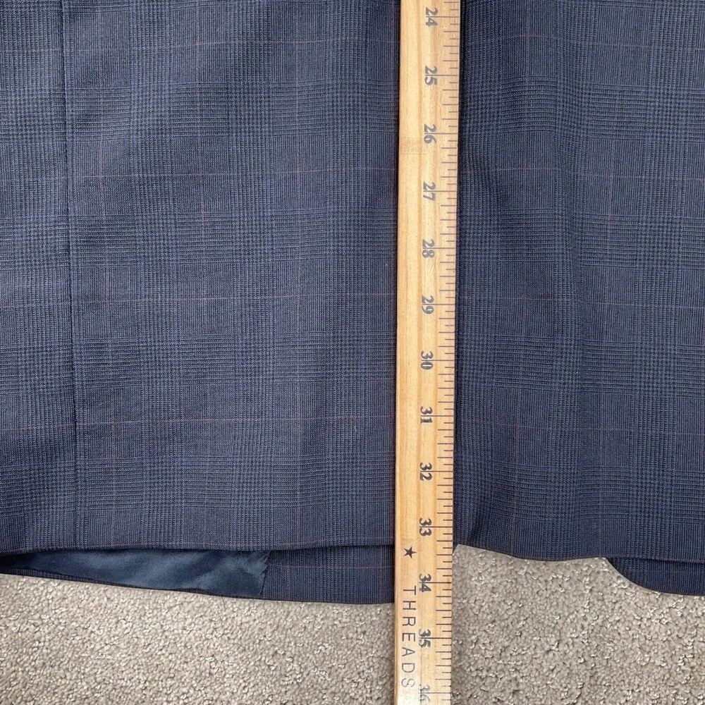 Hart Schaffner Marx Suit Men‎ 44XL Blue Pink Plaid 2 Button Classic Jacket VTG